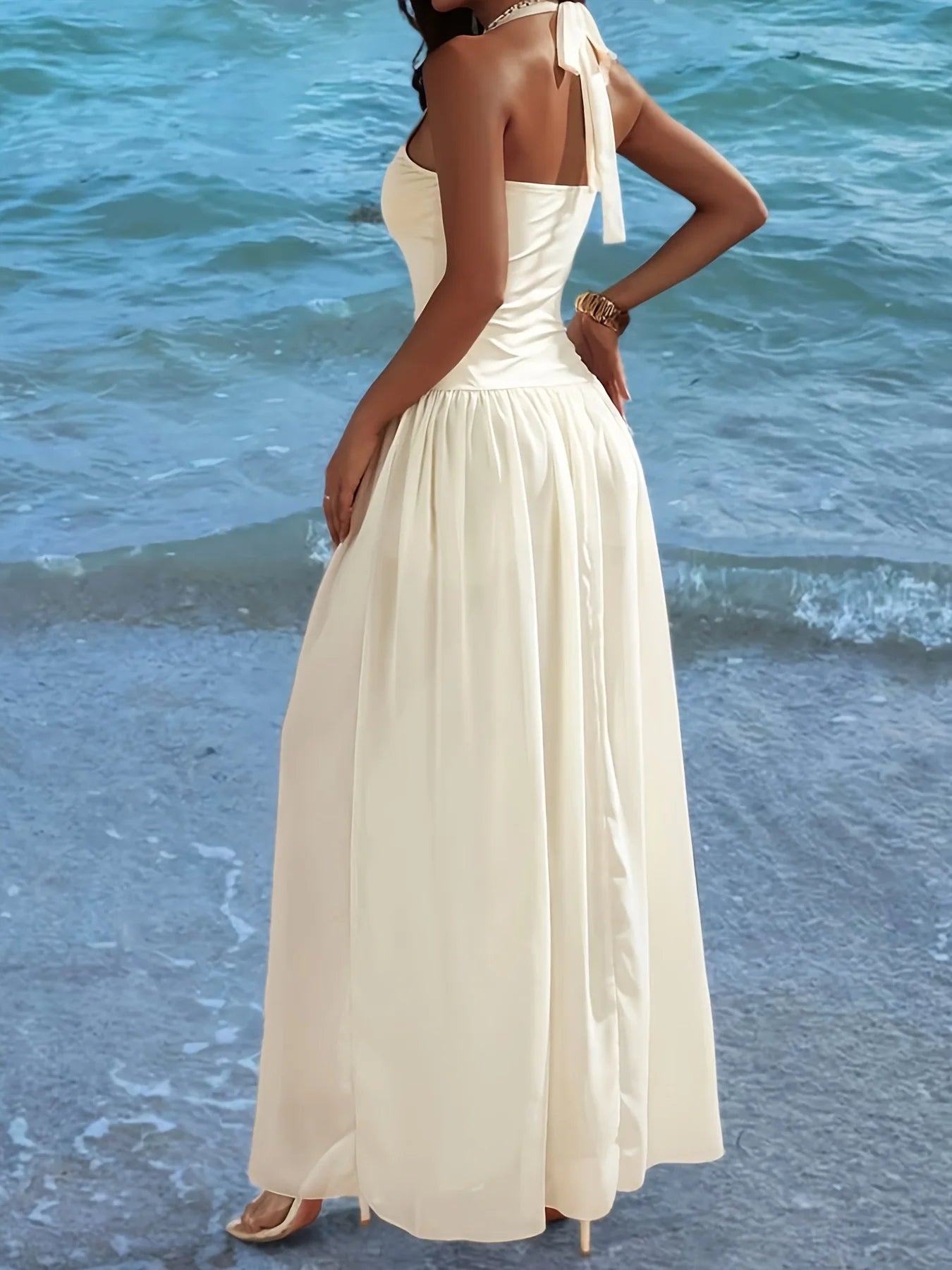 Ladies Summer Beach Vacation Dip-Neck Sleeveless Dress with Star Pattern Commute/Elegant/Sexy Casual Women'S Fashion Dress